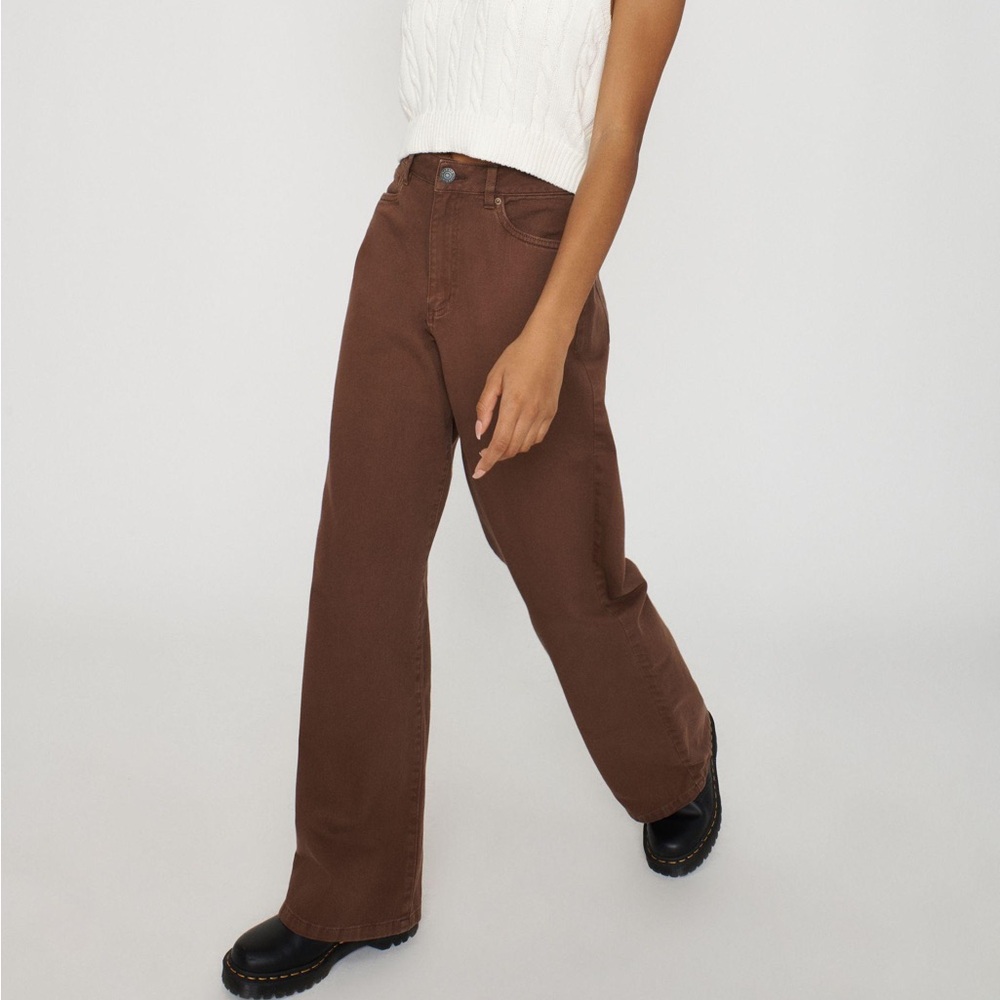 garage denim brown street wide leg jeans